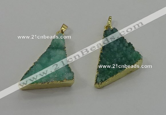 NGP4105 22*35mm - 24*40mm triangle druzy quartz pendants wholesale
