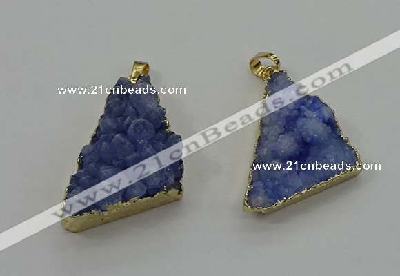 NGP4106 22*35mm - 24*40mm triangle druzy quartz pendants wholesale