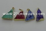 NGP4108 22*35mm - 24*40mm triangle druzy quartz pendants wholesale