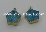 NGP4115 28*28mm - 30*30mm pentagon druzy quartz pendants wholesale