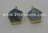 NGP4117 28*28mm - 30*30mm pentagon druzy quartz pendants wholesale