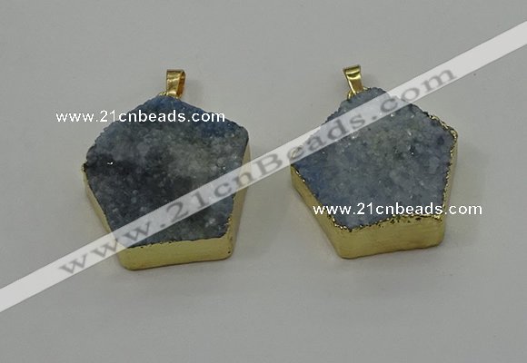 NGP4117 28*28mm - 30*30mm pentagon druzy quartz pendants wholesale