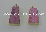 NGP4124 22*35mm - 24*40mm trapezoid druzy quartz pendants wholesale