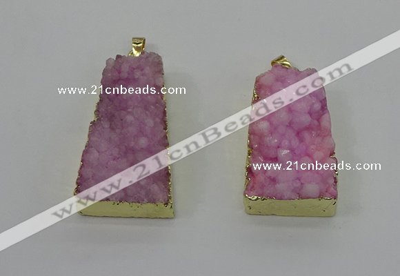 NGP4124 22*35mm - 24*40mm trapezoid druzy quartz pendants wholesale