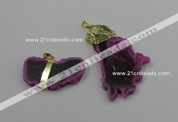 NGP4133 25*35mm - 40*50mm freeform druzy quartz pendants wholesale