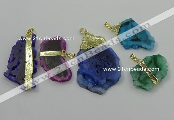 NGP4138 25*35mm - 40*50mm freeform druzy quartz pendants wholesale