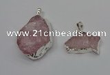 NGP4140 20*30mm - 35*45mm freeform rose quartz pendants wholesale