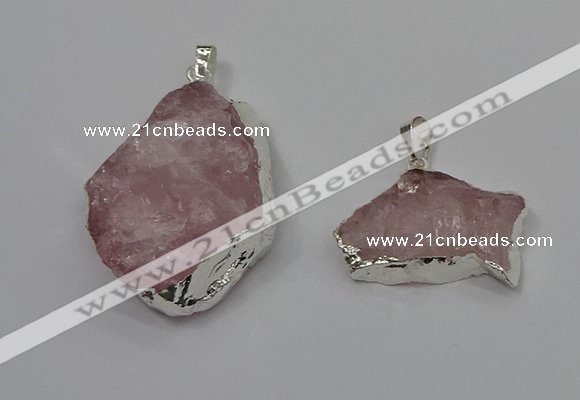 NGP4140 20*30mm - 35*45mm freeform rose quartz pendants wholesale