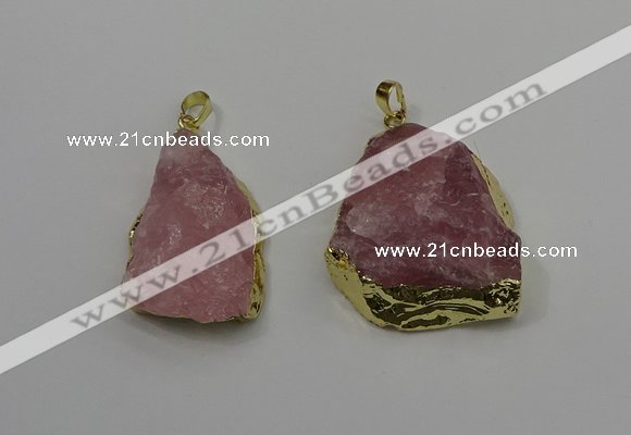 NGP4141 20*30mm - 35*45mm freeform rose quartz pendants wholesale