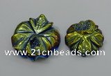 NGP4149 40*45mm - 50*55mm flower plated druzy agate pendants