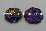 NGP4150 40*45mm - 50*55mm flower plated druzy agate pendants