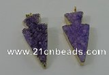 NGP4155 20*45mm - 22*48mm arrowhead druzy quartz pendants
