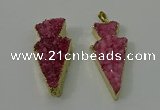 NGP4156 20*45mm - 22*48mm arrowhead druzy quartz pendants