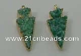 NGP4158 20*45mm - 22*48mm arrowhead druzy quartz pendants