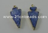 NGP4159 20*45mm - 22*48mm arrowhead druzy quartz pendants