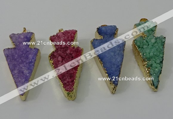 NGP4160 20*45mm - 22*48mm arrowhead druzy quartz pendants