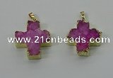 NGP4165 30*32mm cross druzy quartz pendants wholesale