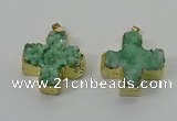 NGP4167 30*32mm cross druzy quartz pendants wholesale