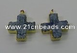 NGP4168 30*32mm cross druzy quartz pendants wholesale