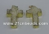 NGP4172 30*48mm - 32*50mm cross druzy quartz pendants wholesale