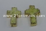 NGP4173 30*48mm - 32*50mm cross druzy quartz pendants wholesale