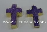 NGP4174 30*48mm - 32*50mm cross druzy quartz pendants wholesale