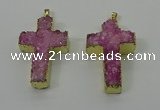 NGP4175 30*48mm - 32*50mm cross druzy quartz pendants wholesale