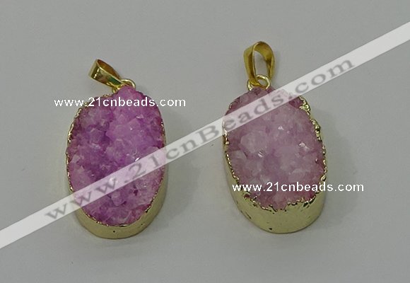 NGP4186 18*25mm - 18*28mm oval druzy quartz pendants wholesale