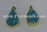 NGP4196 18*25mm - 18*28mm flat teardrop druzy quartz pendants