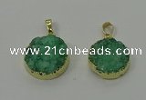 NGP4206 20mm - 22mm flat round druzy quartz pendants wholesale