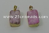 NGP4224 16*25mm - 18*25mm rectangle druzy quartz pendants wholesale