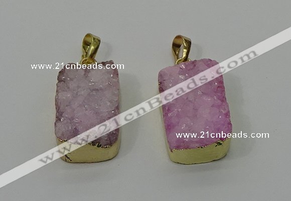 NGP4224 16*25mm - 18*25mm rectangle druzy quartz pendants wholesale