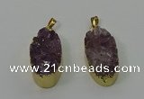 NGP4242 18*35mm oval druzy amethyst pendants wholesale