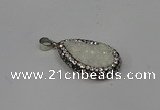 NGP4266 14*23mm flat teardrop plated quartz pendants wholesale