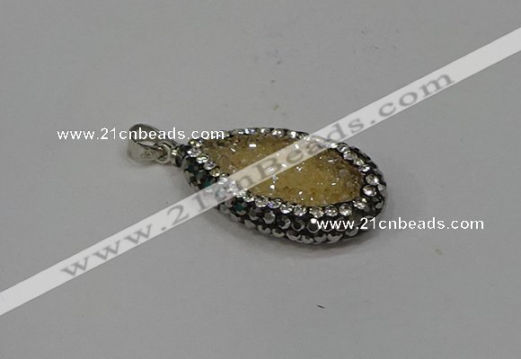 NGP4267 14*23mm flat teardrop plated quartz pendants wholesale