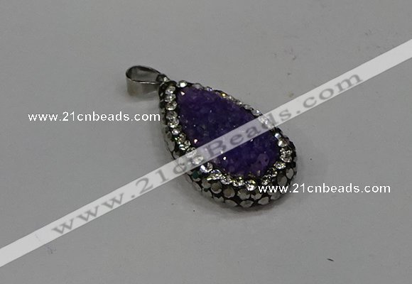 NGP4268 14*23mm flat teardrop plated quartz pendants wholesale