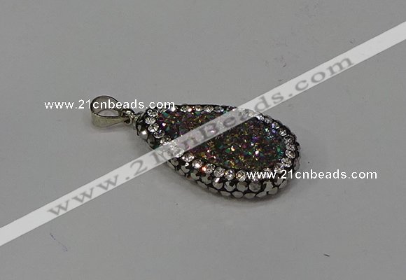 NGP4277 14*23mm flat teardrop plated quartz pendants wholesale