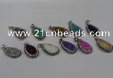 NGP4282 14*23mm flat teardrop plated quartz pendants wholesale