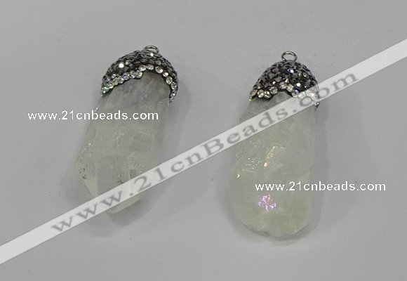 NGP4285 10*30mm - 15*45mmmm nuggets plated quartz pendants