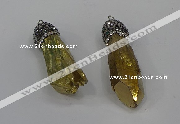 NGP4295 10*30mm - 15*45mmmm nuggets plated quartz pendants