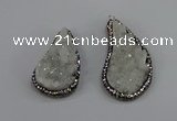 NGP4304 20*40mm - 25*50mm wing-shaped druzy quartz pendants