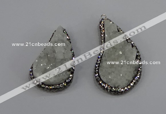 NGP4304 20*40mm - 25*50mm wing-shaped druzy quartz pendants