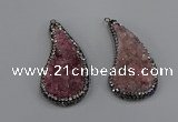 NGP4307 20*40mm - 25*50mm wing-shaped druzy quartz pendants