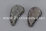 NGP4313 20*40mm - 25*50mm wing-shaped druzy quartz pendants