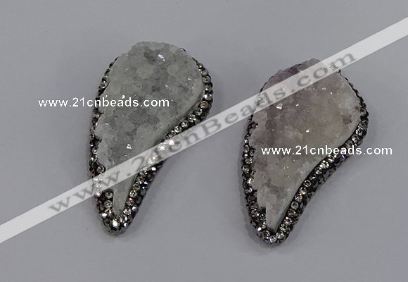 NGP4313 20*40mm - 25*50mm wing-shaped druzy quartz pendants