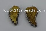 NGP4314 20*40mm - 25*50mm wing-shaped druzy quartz pendants