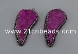 NGP4316 20*40mm - 25*50mm wing-shaped druzy quartz pendants