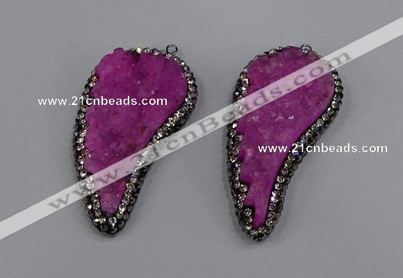 NGP4316 20*40mm - 25*50mm wing-shaped druzy quartz pendants