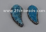 NGP4317 20*40mm - 25*50mm wing-shaped druzy quartz pendants