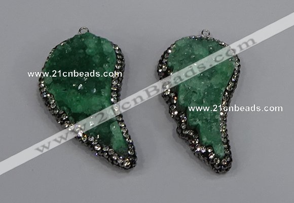 NGP4318 20*40mm - 25*50mm wing-shaped druzy quartz pendants